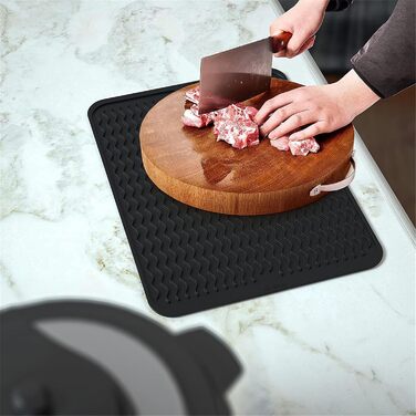 Силиконова підставка для посуду - 50 x 40 см. Без BPA, стійка до нагріву, не слизька. Підставка для сушіння посуду, чорна.