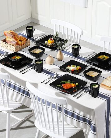 Vancasso Tableware Stoneware, 16-piece SOHO square dish set for 4 people, combination tableware set, square