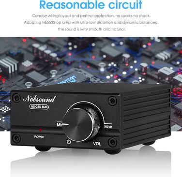 Підсилювач сабвуфера Nobsound 100W, моно, цифровий аудіо підсилювач, міні, чорний, з блоком живлення 19V