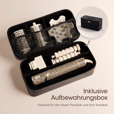 Фен-щітка Shark FlexStyle Sparkle Limited Edition Gold Diamond 5-в-1 з набором насадок (локон, щітка-гребінець, овальна, концентр., дифузор), HD446JSEU