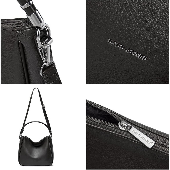 Сумка жіноча David Jones Hobo середнього розміру, чорна - м'яка екошкіра, сумка-шопер з довгими ручками, повсякденна