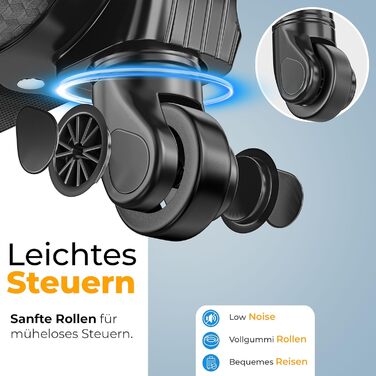 Набір валіз KESSER® 4-в-1 | Чотири валізи з тканини з TSA-замком, 360° колесами та телескопічною ручкою | Косметичка, ручна валіза та великі валізи для подорожей та бізнесу (Чорний)
