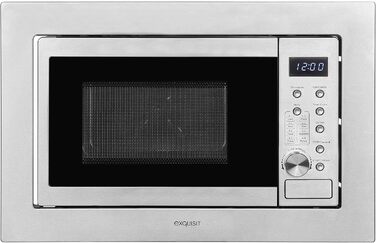 Вбудована мікрохвильова піч Exquisit EMW20-DG-020 Inox: 800 Вт, 1000 Вт гриль, 8 програм, діаметр підноса 27 см, нержавіюча сталь