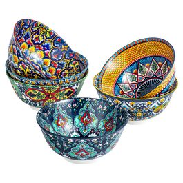 Тарілки для мюслі та супу HENXFEN, 6 шт. - кераміка, богемний стиль