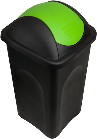 Сміттєвий бак Stefanplast з гойдальним кришкою, 60 літрів (чорний/зелений)