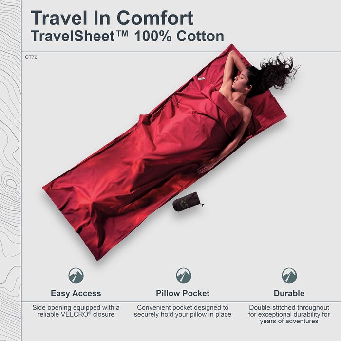 Кокон-спальний мішок Cocoon Leichter Reiseschlafsack Monk's Red для подорожей, легкий, червоний