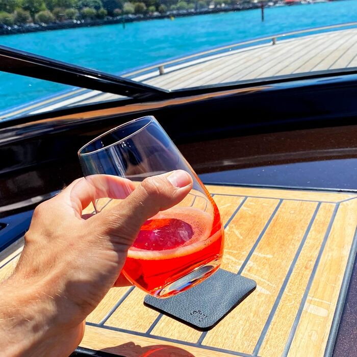 silwy® Magnet Glasses, fine crystal glasses with perfectly integrated magnets and metallic Nano-Gel coasters (Long Drink // 0.4 Liters)