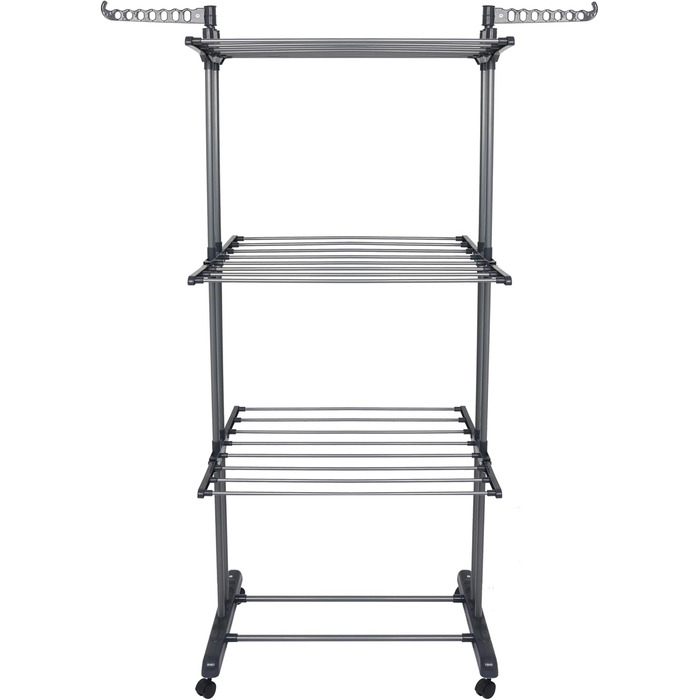 Сушарка для білизни, 4 яруси, сіра, складана, регульована, велика, нержавіюча сталь, для дому та вулиці, зі складними крилами