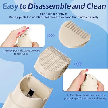 Електричний жіночий тример для тіла 2-в-1, IPX8, для бікіні-зони, обличчя та тіла, водонепроникний, для чутливої шкіри (білий)