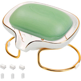 Керамічна мильниця CAUTIOUS з піддоном, біла, вінтажний дизайн