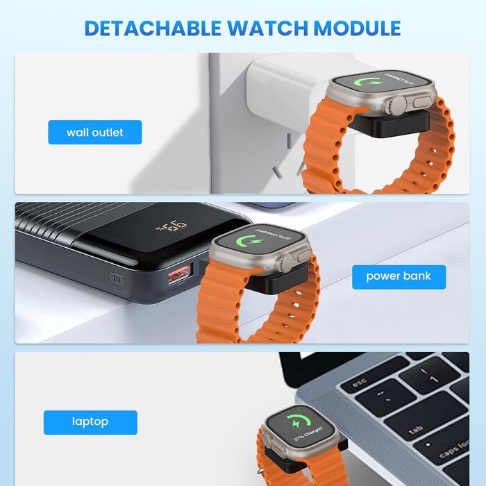 Бездротовий зарядний пристрій JoyGeek: для iPhone, Apple Watch, AirPods (чорний)