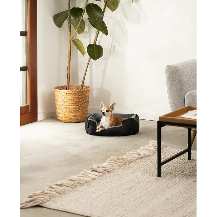 Килимок для собак Lionto з двостороннім подушками та антиковзним дном, міцний лежак для домашніх тварин з глибоким входом, 50x37 см, м'який лежак для собак, чорний/сірий L 50 x W 37 x H 17 см чорний/сірий