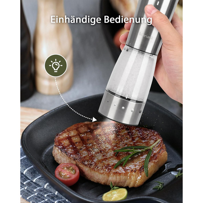 Electric Salt and Pepper Grinder Set of 2, USB Rechargeable Stainless Steel Electric Pepper Grinder with Adjustable Coarseness, Large Capacity, Elegant Storage Base