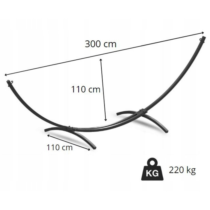 Двомісний гамак Go Garden, сірий (навантаження до 220 кг, 300x130 см)