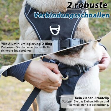 Нашийник для собак з повідком, безпечний нашийник від виривання, анти-тяговий нашийник з ручкою та світловідбиваючими елементами, легкий, регульований нашийник для середніх собак (Чорний, XS). Дуже маленький, чорний