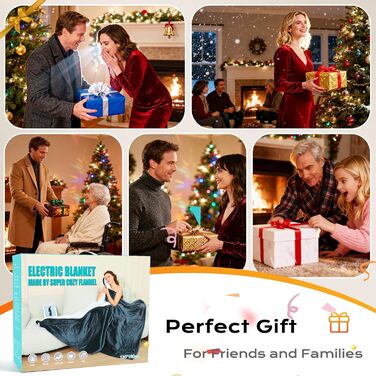 Електрична ковдра з автовимкненням 130x180 см, 8 режимів нагріву, захист від перегріву, двостороння, для ліжка/софи, сіра