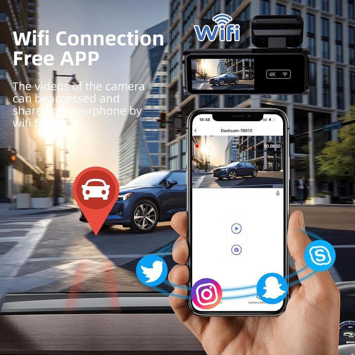 Відеореєстратор Auto Dashcam 4K з GPS, WiFi, G-сенсором та циклічною записом. В комплекті SD карта 64GB.