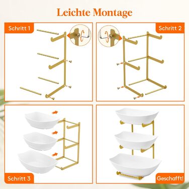 Багатоярусна етажерка для фруктів та закусок Lifewit (3 яруси, золото)