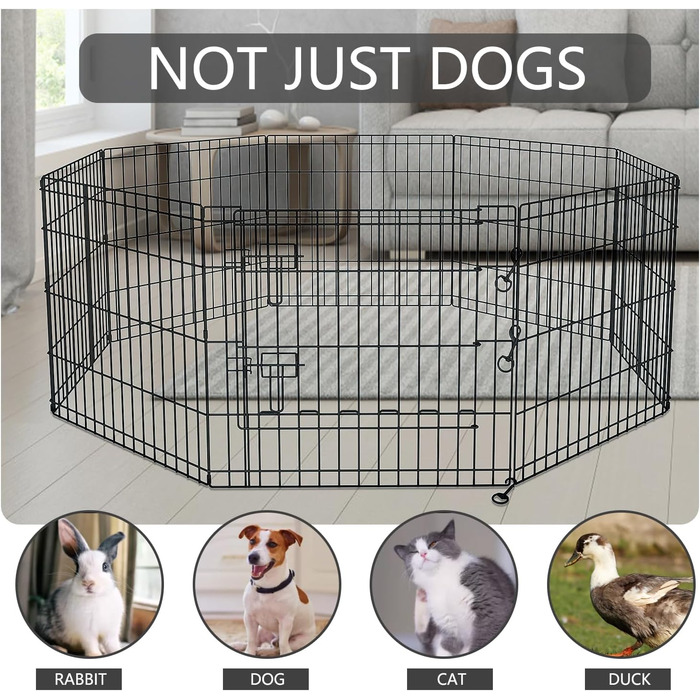 Захисна килимок для вольєру для собак PETIME, водовідштовхувальний, для дому та вулиці, сумісний з 8-панельними вольєрами шириною 61 см