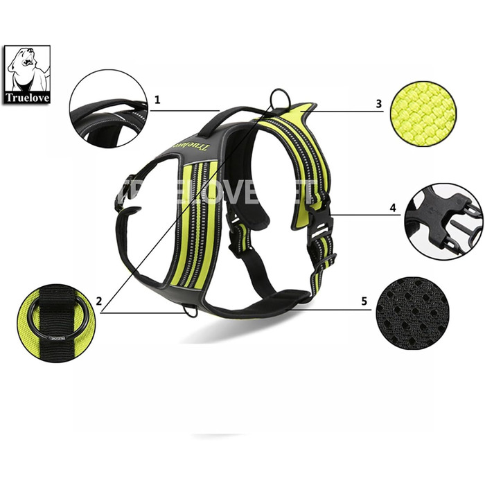 Шлейка для собак Truelove TLH5551 з ручкою, м'яка, з відбиваючим матеріалом (XS, блакитна)