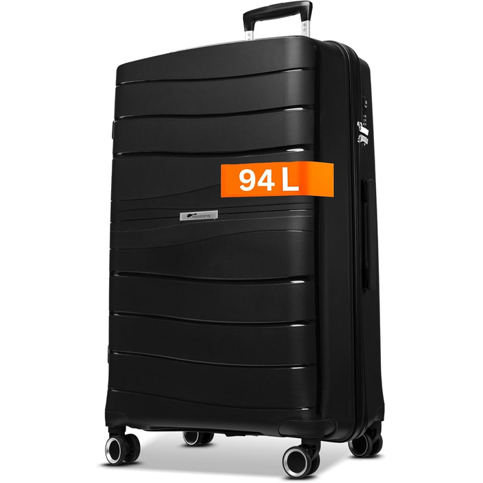 Чорний валіза Leon Koffer Groß 94L з TSA замком - валіза, роулер, XL, XXL, для подорожей