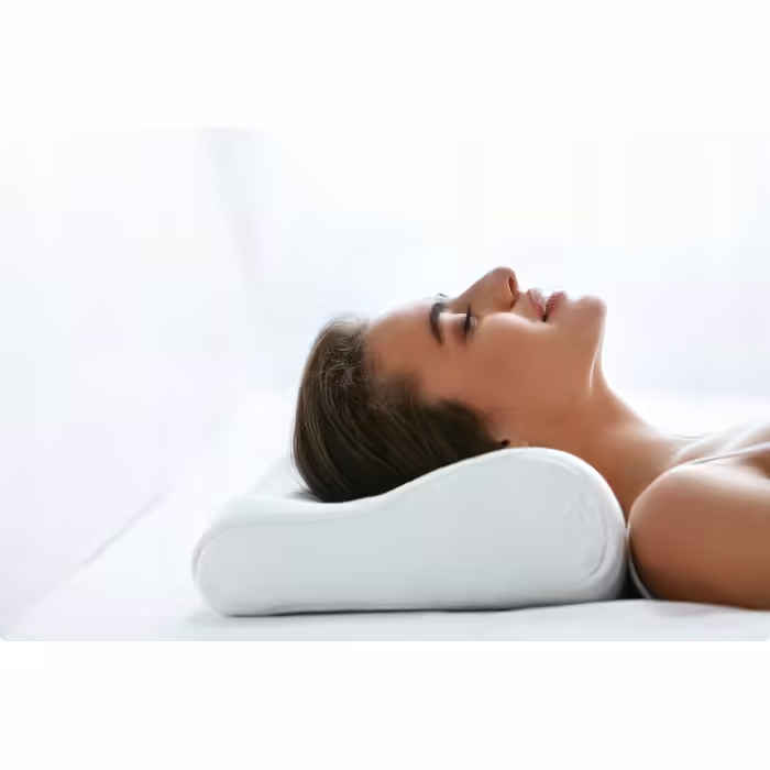 MARPUR Sleep Pillow, Neck Support Pillow, Orthopedic, Filling: Foam, H3 firmness in White, Pillow including Cover, Washable, Allergy-Friendly - Anti-Snoring, Size 50x35x15/7 cm