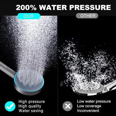 JINYOMFLY LED Shower Head with Lights, Shower Head with LED Lighting, 15CM Shower Head Color Changing, 3 Shower Modes Shower Light, Shower Head Light with Liquid Silicone Nozzle