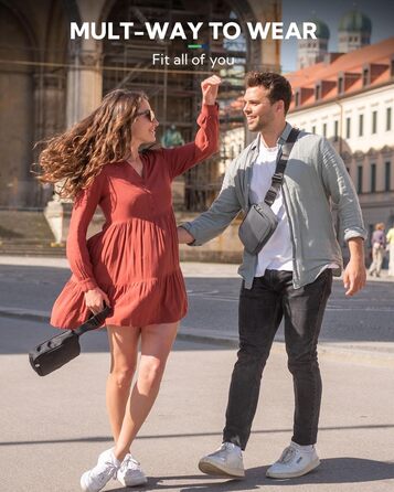 WATERFLY Поясна сумка на пояс для чоловіків та жінок: стильна сумка через плече, спортивна, модний аксесуар, водонепроникна, маленька сумка на стегно для активного відпочинку, подорожей, піших прогулянок, фестивалів (темно-сірий)