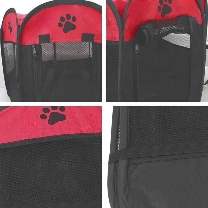 Клітка-забігайлище для цуценят та собак, складана, 73x73x43 см (Бургунді)