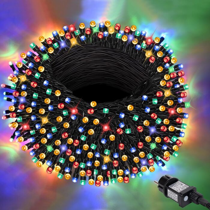 LED гірлянда для декорування приміщень та вулиці, 100 м, 800 LED, 8 режимів, таймер, пам'ять, тепле світло. Підходить для ялинки, вечірки, весілля, саду, балкону.