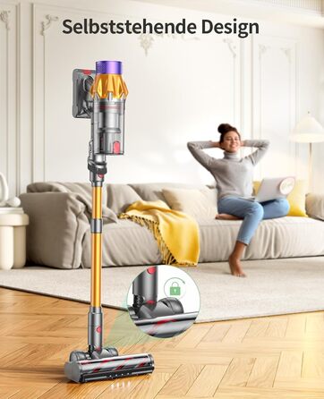 Акумуляторний пилосос SunSare 600W з дисплеєм, 50000Pa, 65хв роботи, для твердих поверхонь, килимів, шерсті тварин