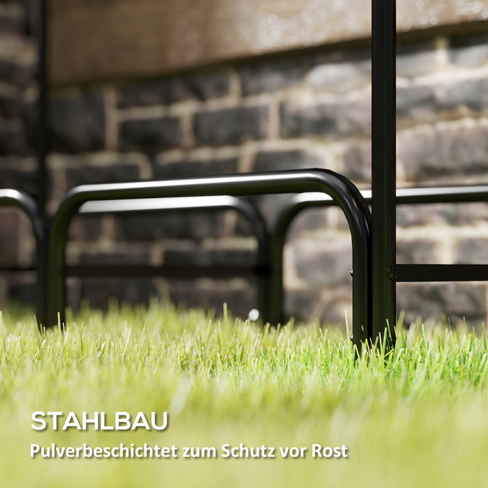 Стійка для дров Outsunny 120x36x99 см - зручне дров'яне сховище з міцною сумкою з тканини 600D Oxford та водонепроникним покриттям для саду чи тераси. Металева конструкція, колір - чорний.