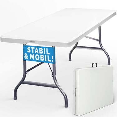 Садовий стіл Casaria® 183x76 см, складний, білий - для саду, тераси, кемпінгу