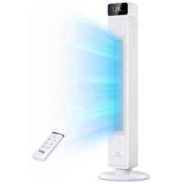 Вентилятор підлоговий Turmventilator Leise - тихий, 7.3 м/с, 90° осциляція, 6 режимів, таймер 12 год, пульт ДУ, для спальні/офісу, білий