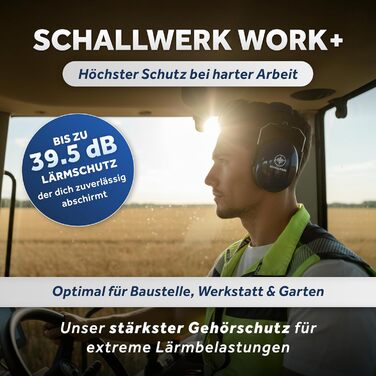 Schallwerk Work+ | Захисні навушники для роботи – регульовані навушники, високоякісні шумозаглушувачі – капсульні навушники для роботи та повсякденного використання (Темно-синій)