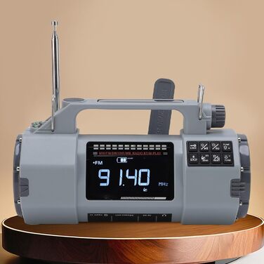 Сонячний радіоприймач з ручним заводом Cuifati Notofio 5000mAh з AM/FM/SW/VHF/WB NOAA, USB-C, Power Bank, SOS, ліхтарик для кемпінгу та виживання