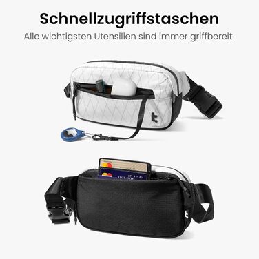 tomtoc X-Pac нагрудна сумка для чоловіків та жінок, 1,5 л, білий колір. RFID захист, для подорожей, повсякденного використання.