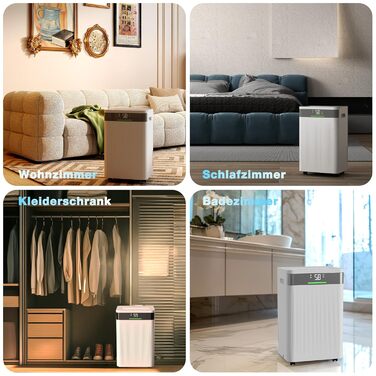 Електричний осушувач повітря HAUSHOF 20л/день, 41дБ, з іонізацією, для приміщень до 30м², 4.5л бак, LED дисплей, 3 режими, портативний