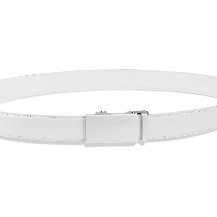 Чоловічий шкіряний ремінь на пряжці-защіпці, 35 мм, білий, 130 см (від 28' до 44' розміру талії)