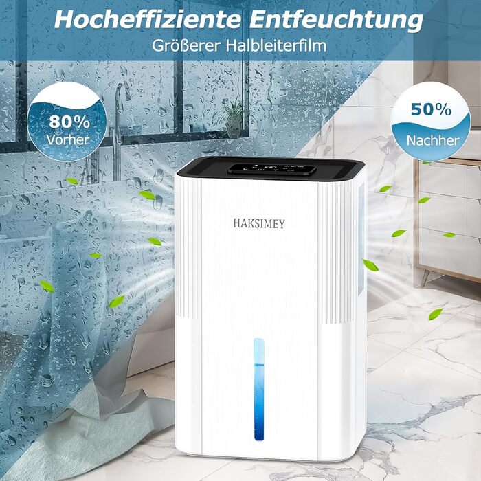 Електричний осушувач повітря 2800 мл | Тихий осушувач для дому з авто-розморожуванням та таймером | Осушувач для підвалу, ванної кімнати | 7-кольорове LED підсвічування з нічним режимом, 500 мл/на добу
