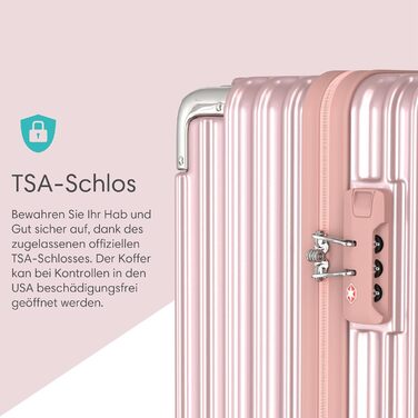 Набір валіз Voyagoux 2 шт. - 39L та 113L, жорсткі валізи, TSA-замок, ABS пластик, 4 колеса 360°, міцні та легкі, рожеве золото