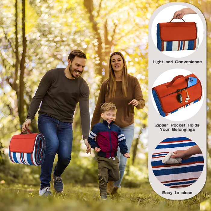 Пікнікова ковдра Boobhone, велика водонепроникна, 3-шарова, 80''x80'' - для кемпінгу та відпочинку