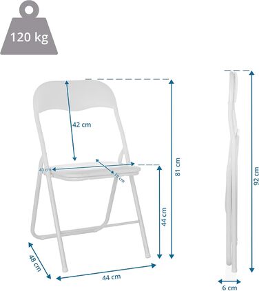 Складний офісний стілець hjh OFFICE 803002 TUDELA, білий, м'який, PVC, до 130 кг