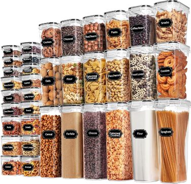 36 пластикових контейнерів Skroam з кришкою - контейнери для зберігання з кришкою, BPA-free, для крупи, борошна, цукру, макаронів та організації кухні