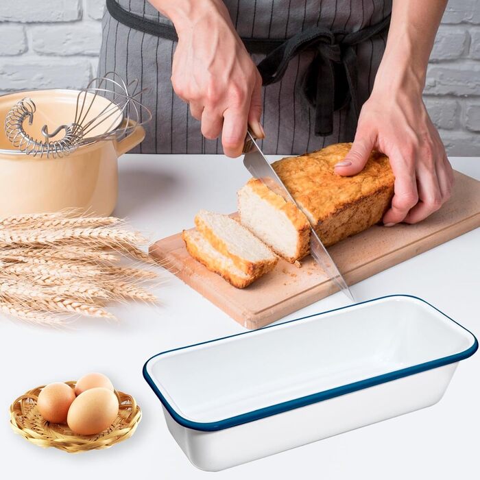 We bake bread loaf pan, enamel loaf pan, rectangular baking pan for cakes, toast bread, 32 x 13 x 7 cm