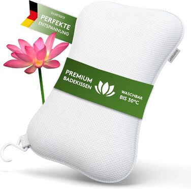 SilverRack Bathtub Pillow MEDIUM-SOFT [3D] - Neck Pillow for Bathtub with Suction Cups as Bathtub Accessory - Pillow for Bathtub - Bath Pillow with Ergonomic Fit (White Small)