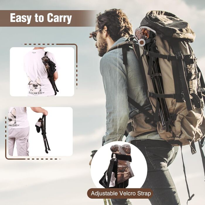 REDCAMP 2 шт. Кемпінгові стільці-штатив, 56 см, складні, 3 ніжки, камуфляж для відпочинку на природі, риболовлі, полювання та туризму