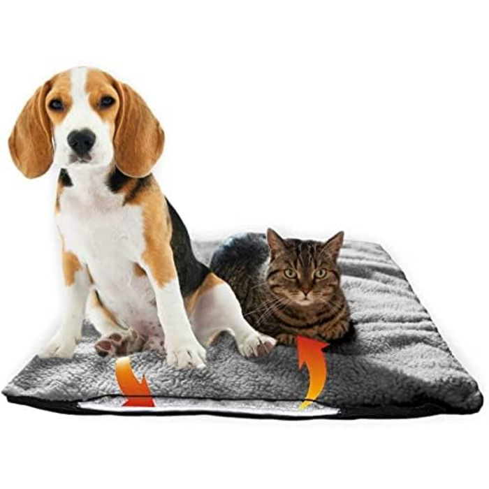 Самогріюча ковдра для собак Fellou 90 x 64 см - миюча, без сторонніх звуків, сірого кольору
