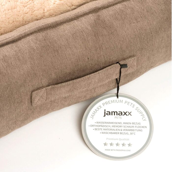 JAMAXX Premium Orthopedic Dog Bed - Memory Foam, Washable, Reversible Cushion, Water-Repellent / Dog Basket, Soft Velvet-Like Sofa Fabric Dog Cushion, Dog Basket, PDB2002 (L) 120x90 Brown