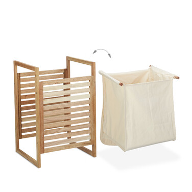 Relaxdays Walnut Laundry Basket with Lid